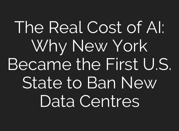 The Real Cost of AI: Why New York Became the First U.S. State to Ban New Data Centres