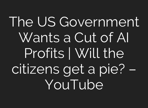 The US Government Wants a Cut of AI Profits | Will the citizens get a pie? – YouTube