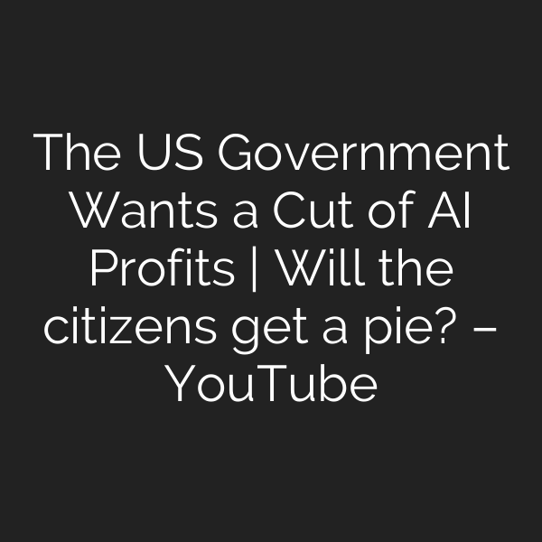 The US Government Wants a Cut of AI Profits | Will the citizens get a pie? – YouTube
