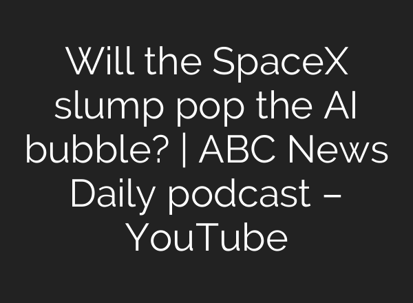 Will the SpaceX slump pop the AI bubble? | ABC News Daily podcast – YouTube