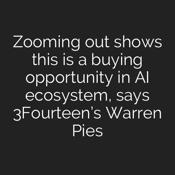 Zooming out shows this is a buying opportunity in AI ecosystem, says 3Fourteen’s Warren Pies